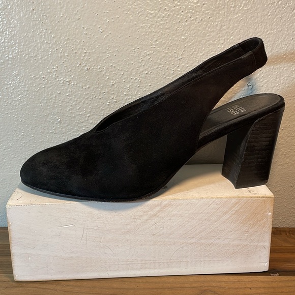 Eileen Fisher Suede Chic Minimal Sling Back Stacked Heel Round Toe Size 8.5 - Picture 3 of 14